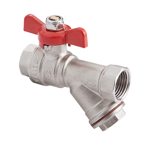 Кран шаровый ду 15 латунный полнопроходной с фильтром,баб, PN 25 MVI BV.632.04