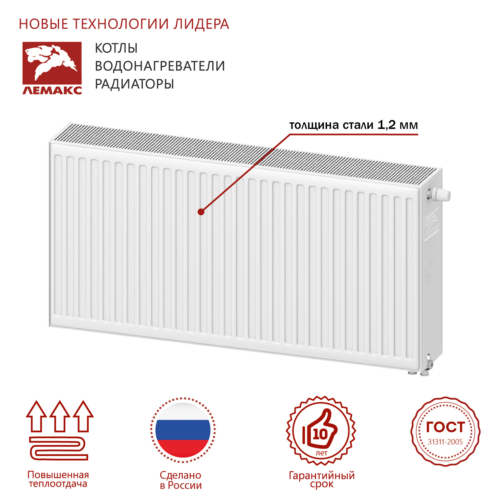 LEMAX Панельный радиатор Premium VC 33x300x400 (894 Вт) universal