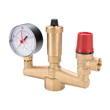 Группа безопасности котла с манометром, предох. клапаном и автомат.воздухоотв. MVI  1" SE.510.06